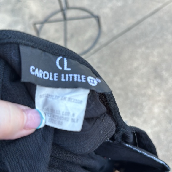 Vintage carole Little Woman Plus Size 18 Black Gauze Feel Top Flowers - Picture 2 of 10